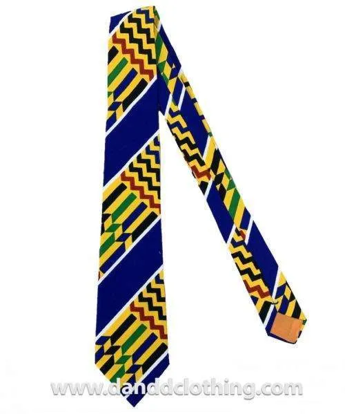 African Ankara Tie, Blue