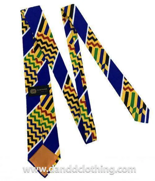 African Ankara Tie, Blue