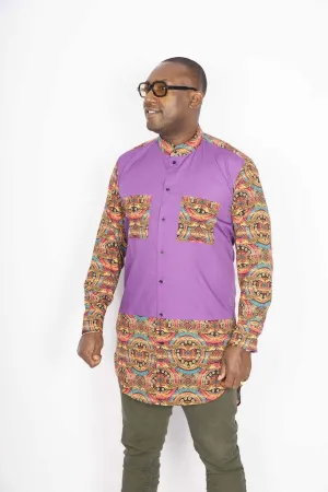 African Crocodile Print Pink Long Shirt