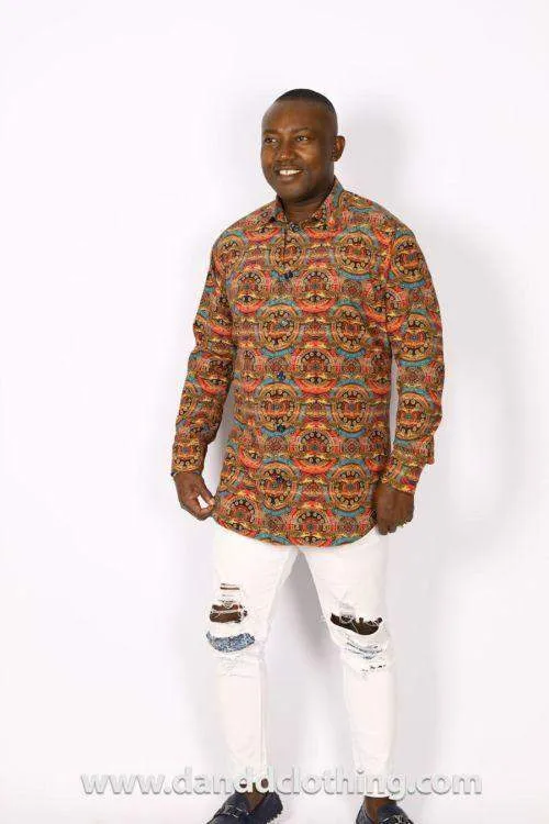 African Crocodile Print Shirt For Men