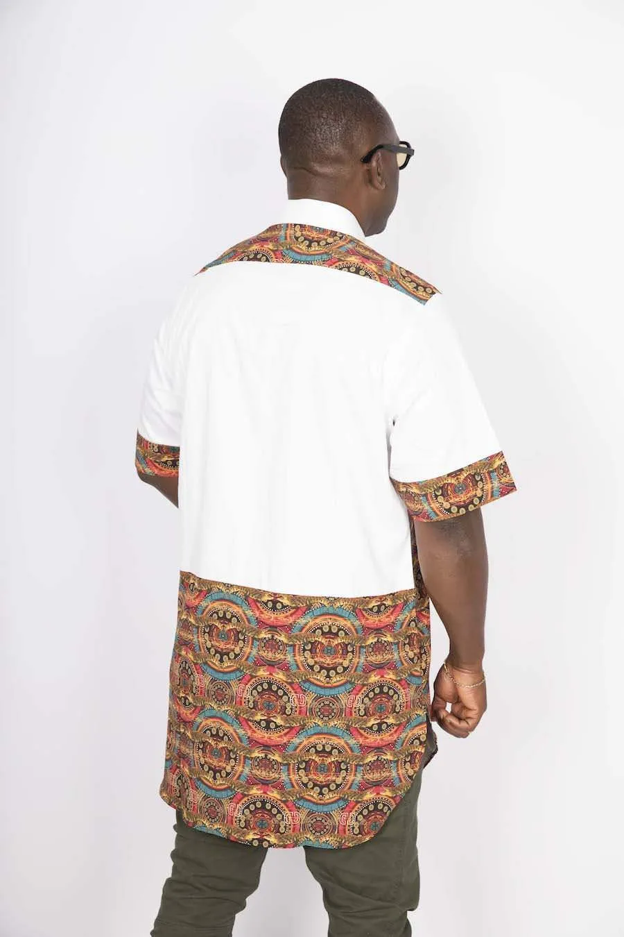 African Crocodile Print White Long Shirt