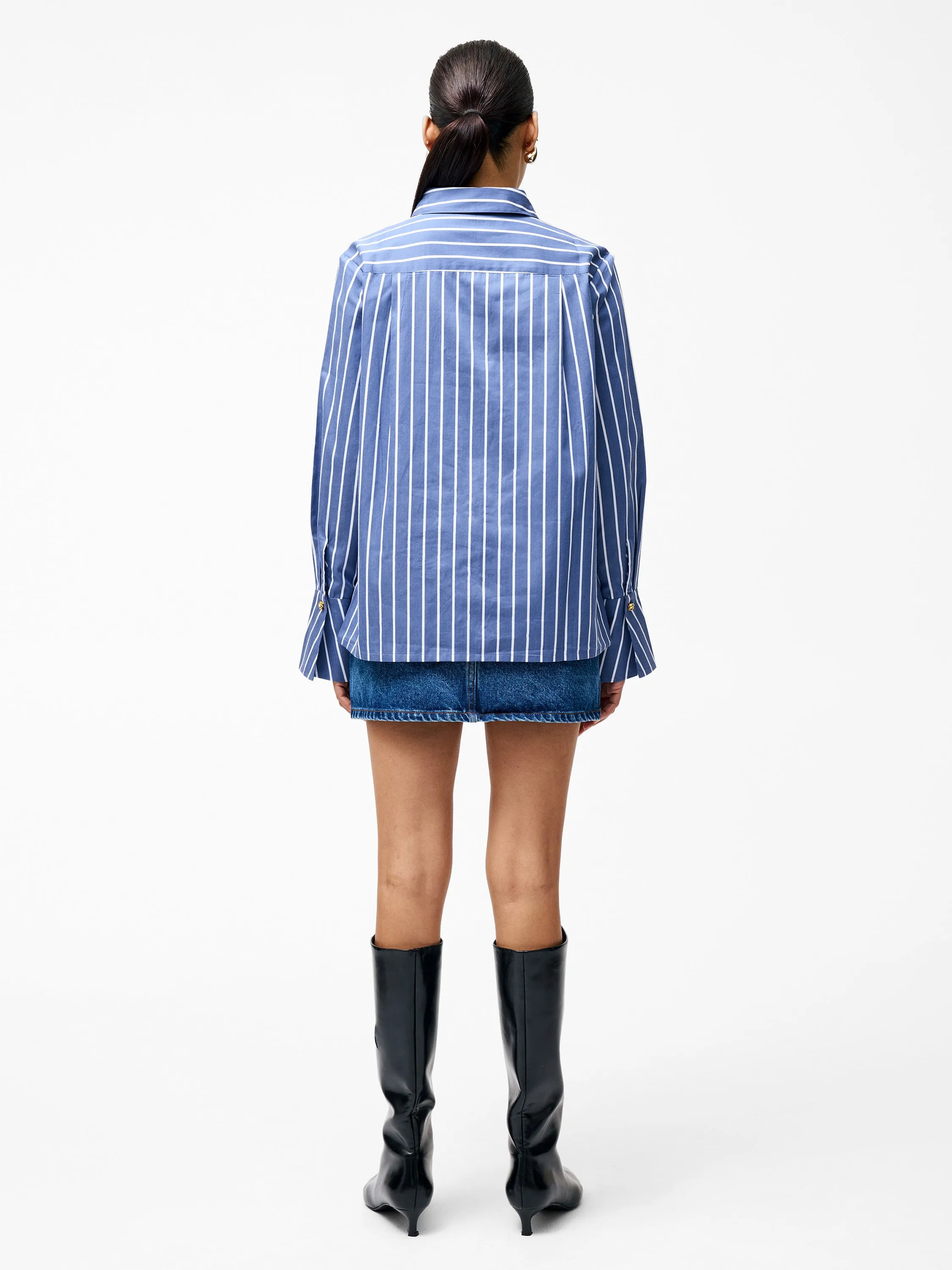 Alexis Cotton Stripe Long Flared Sleeve Shirt
