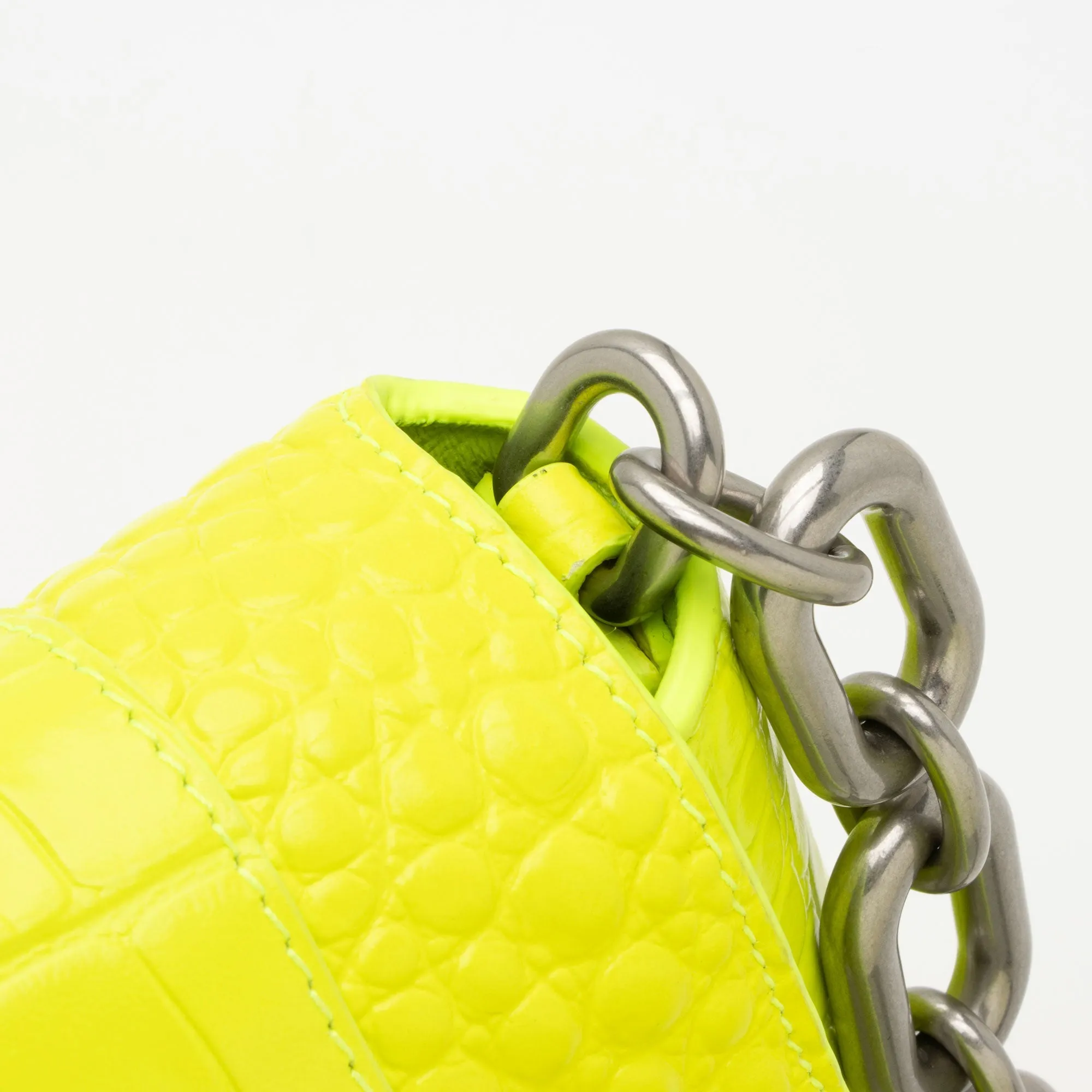 Balenciaga Croc Embossed Calfskin Downtown Small Shoulder Bag