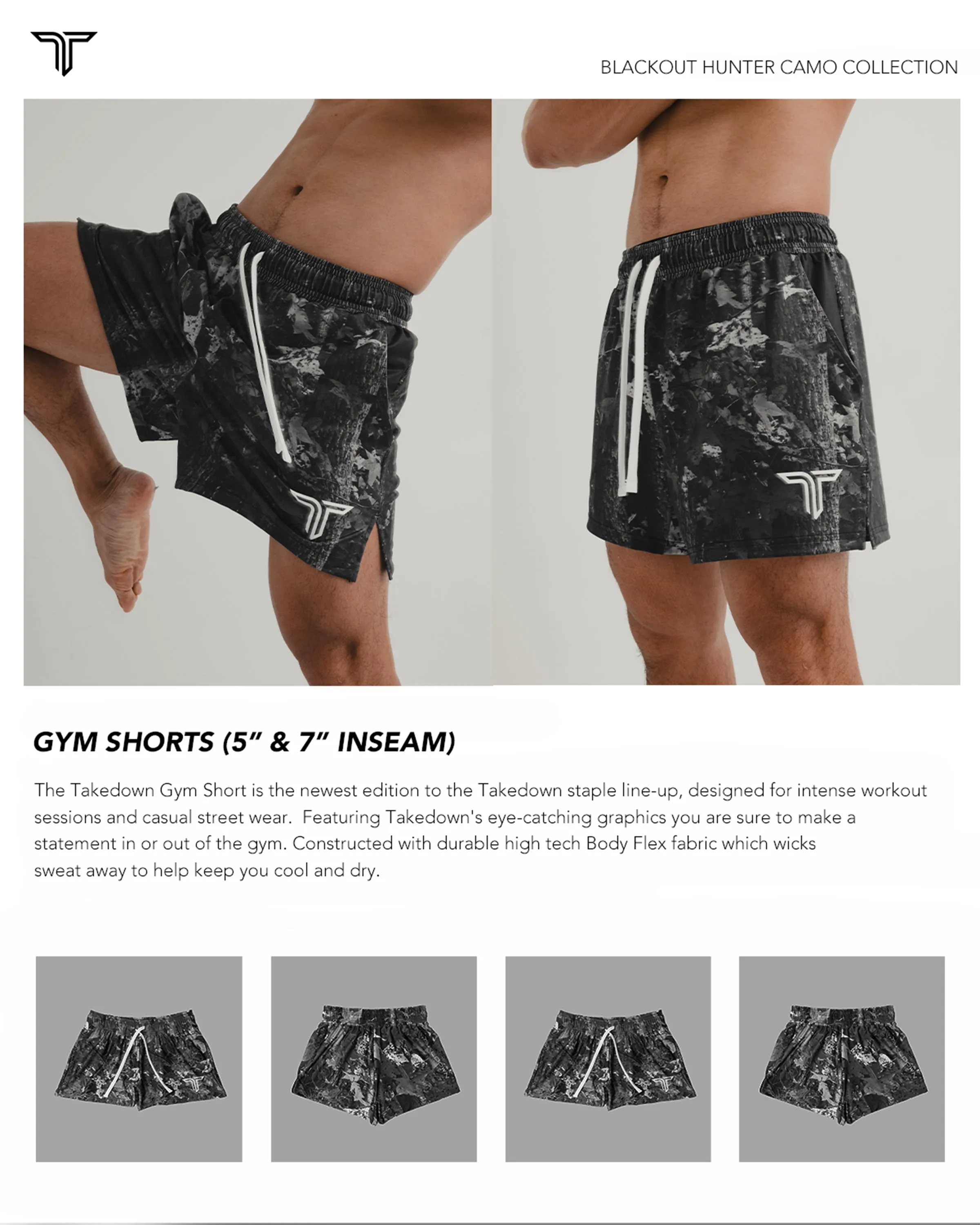 Blackout Hunter Camo Gym Shorts (5” & 7” Inseam)