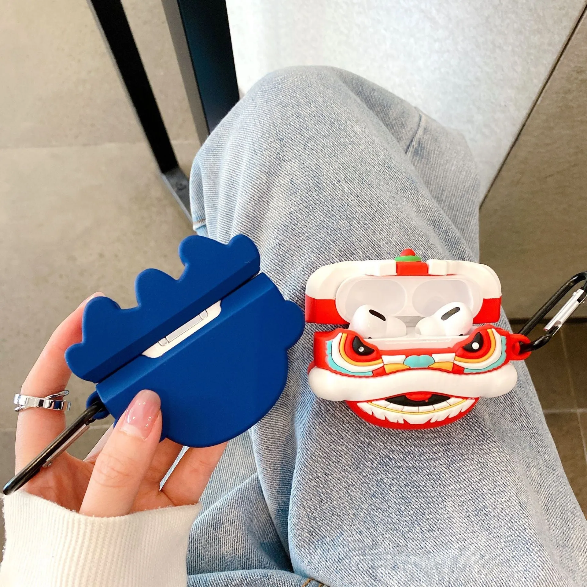 Chinese Lion Dance AirPods Case Silicone Earphone Case Earphone Protective Cover