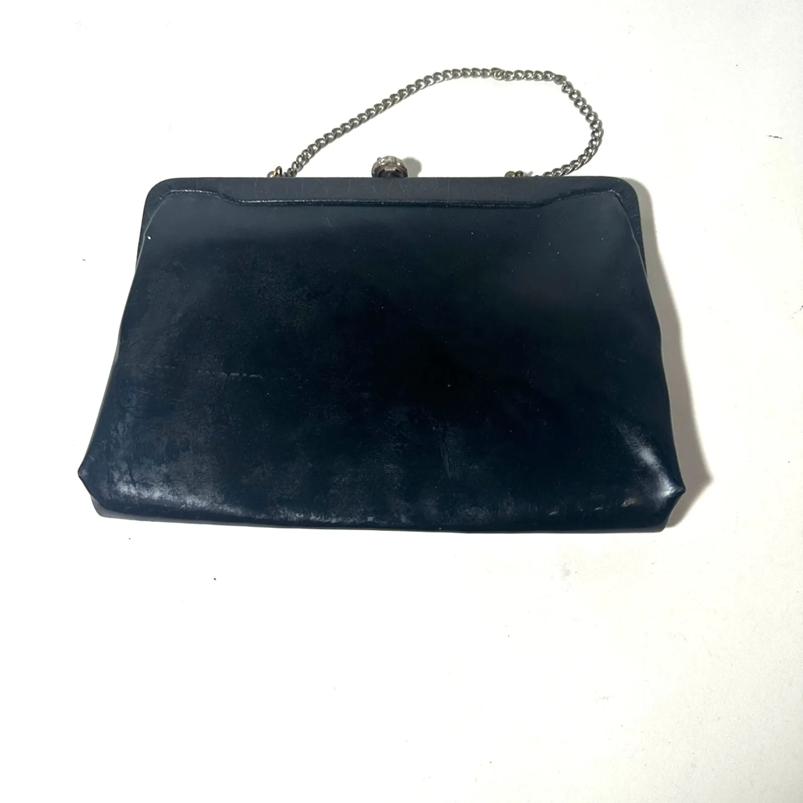 Elegant Vintage Black Clutch with Metal Chain