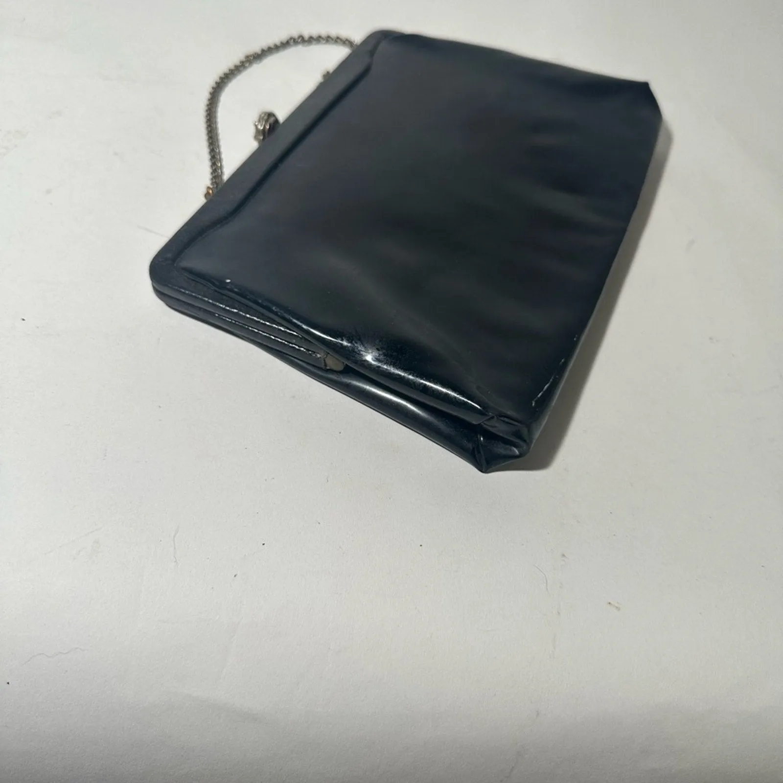 Elegant Vintage Black Clutch with Metal Chain