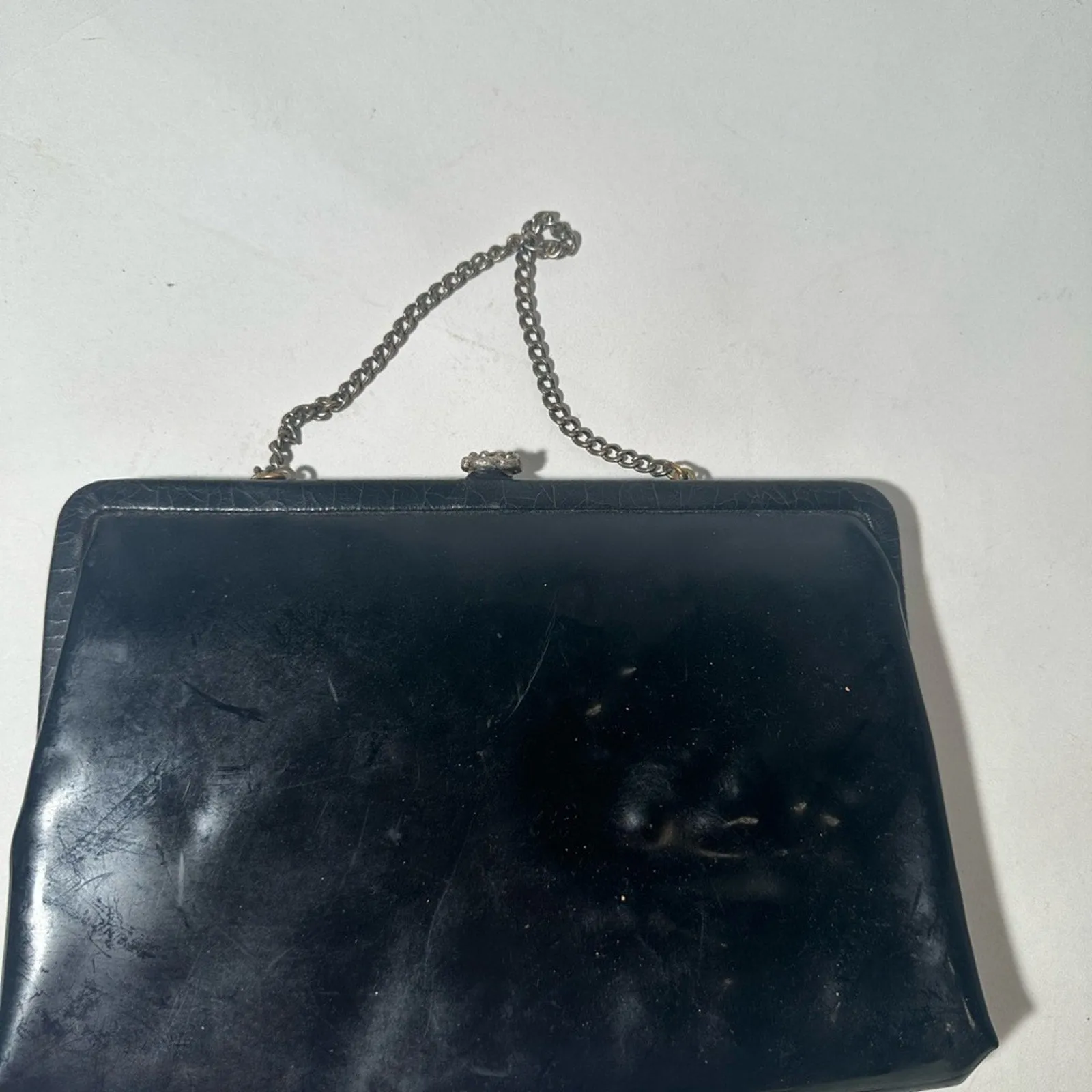 Elegant Vintage Black Clutch with Metal Chain