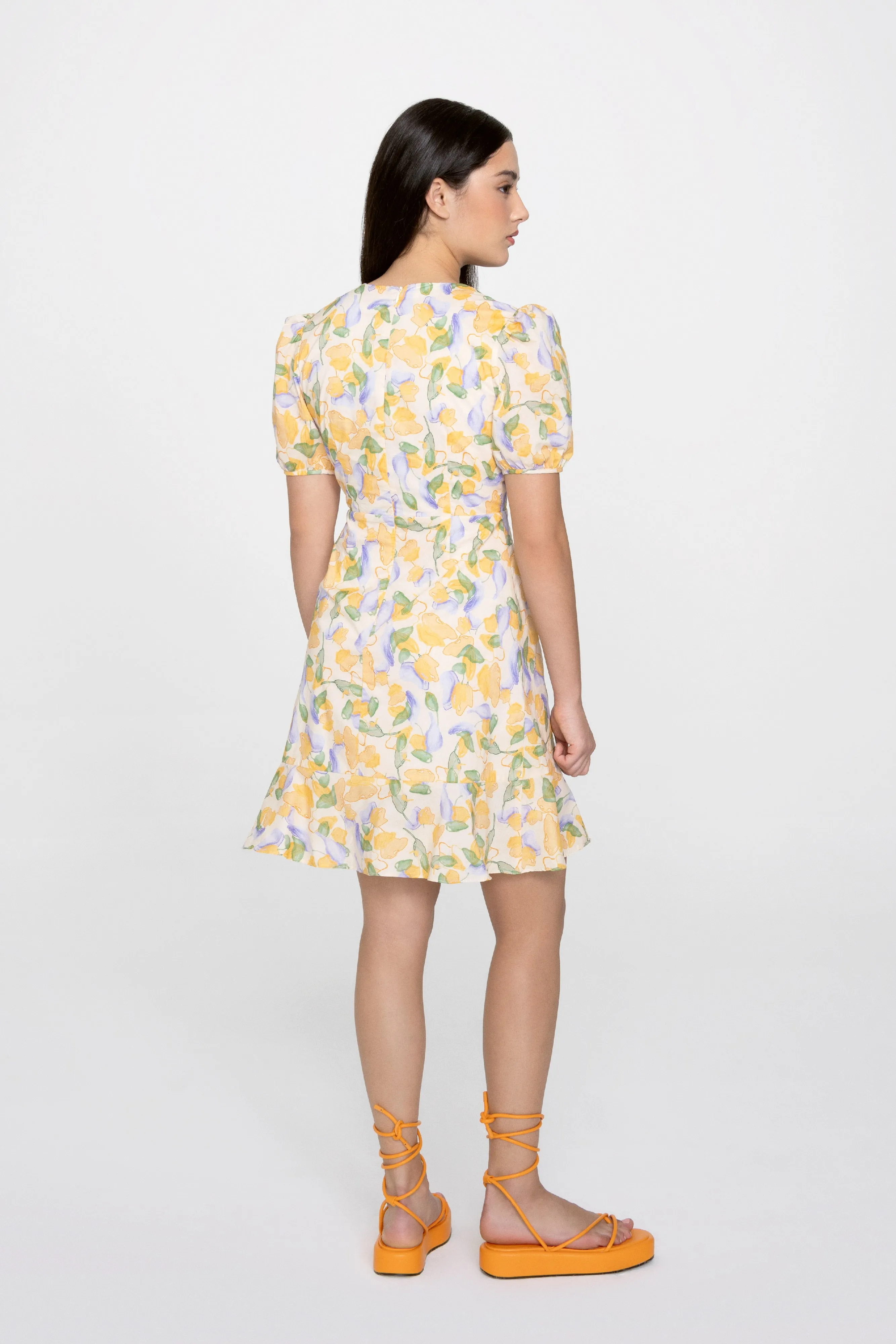 Evita Puff Sleeve Wrap Dress