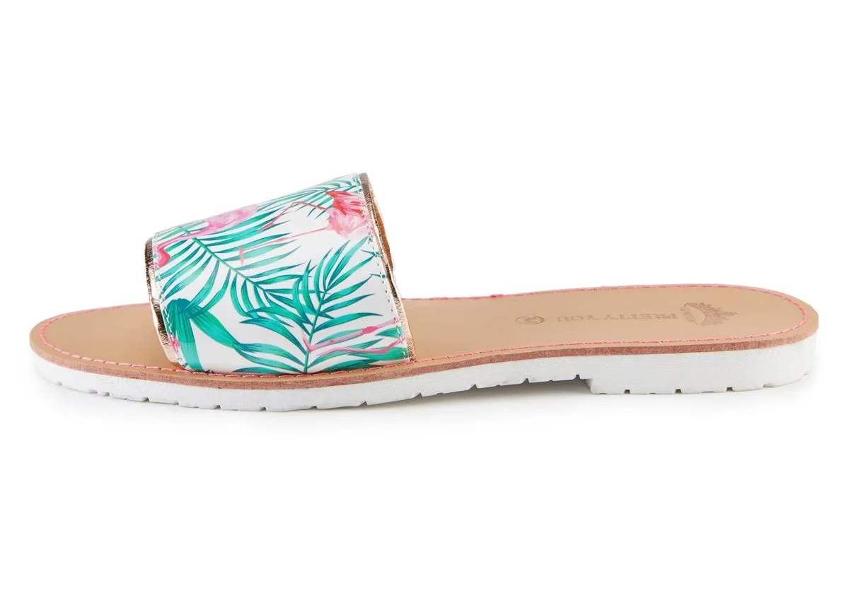 Flamingo Printed Slide and Clutch Set