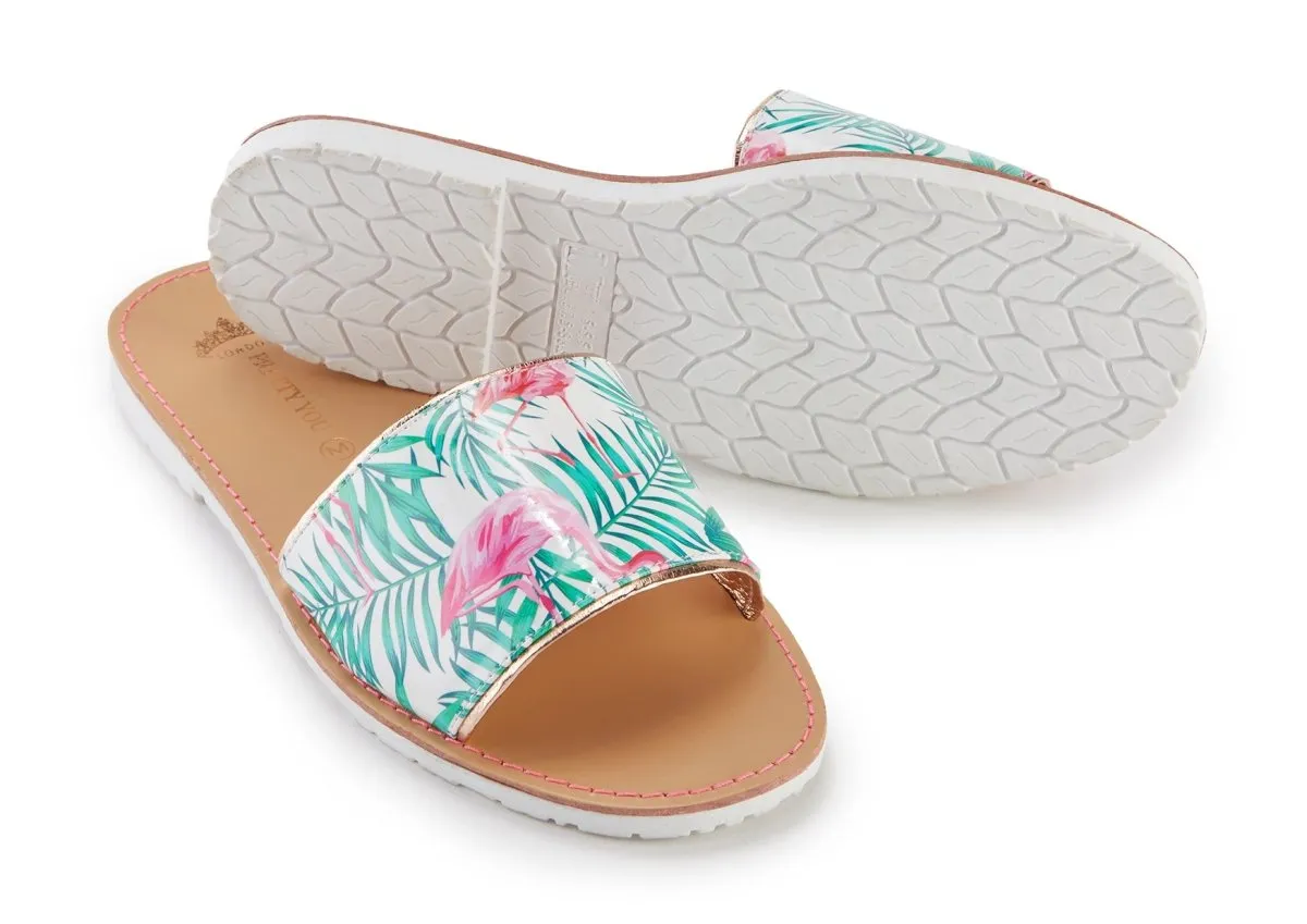Flamingo Printed Slide and Clutch Set