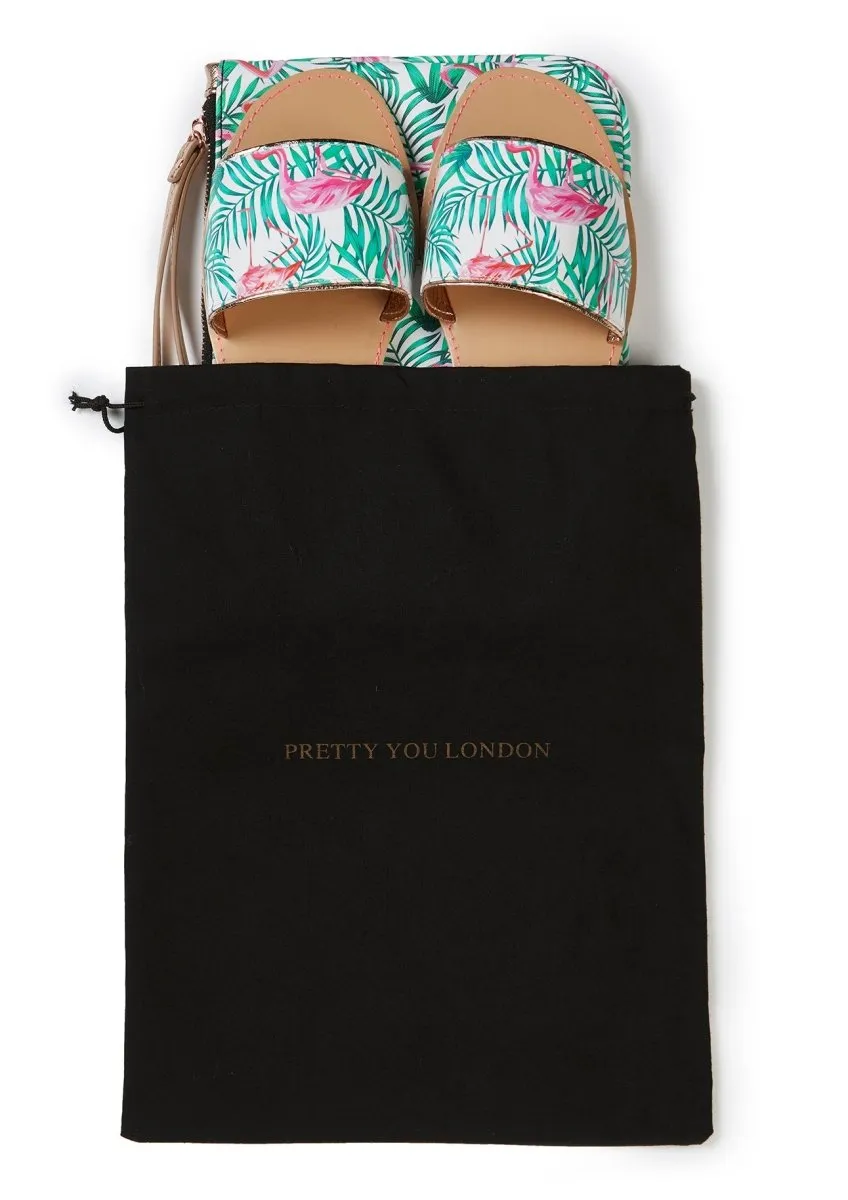 Flamingo Printed Slide and Clutch Set