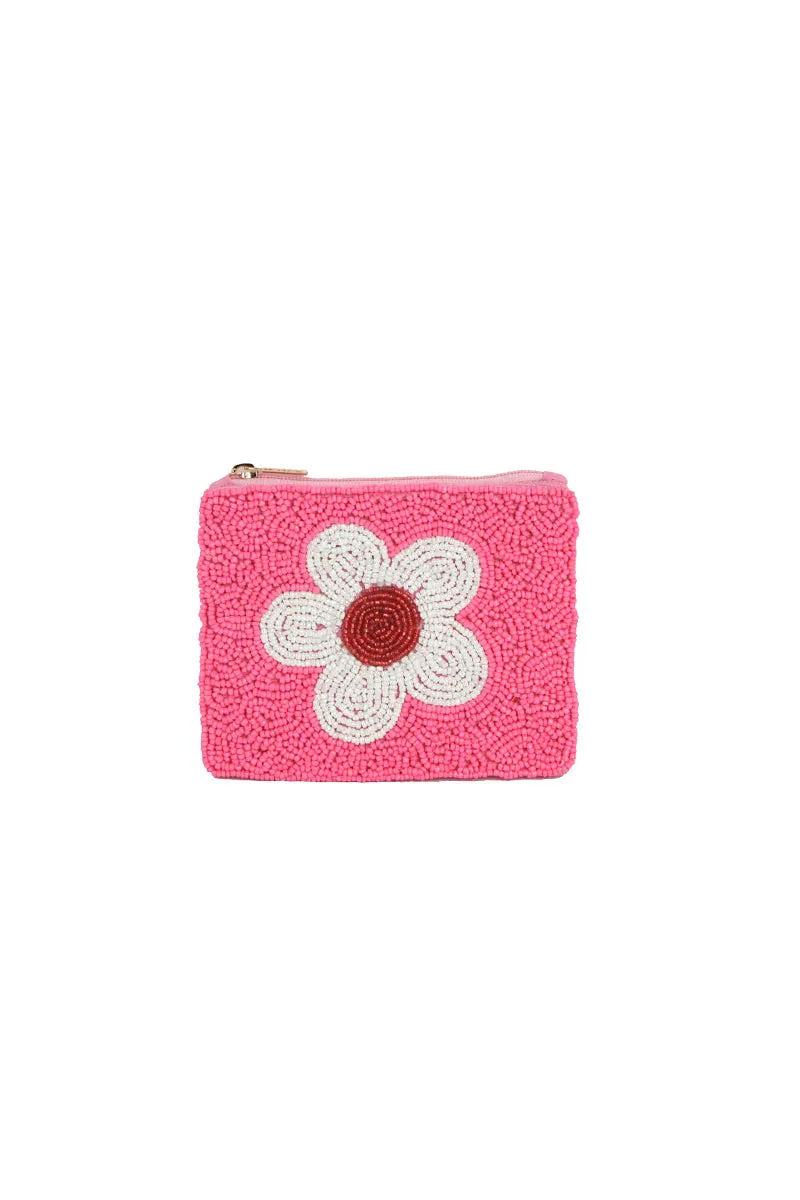 Flower Mini Beaded Pouch