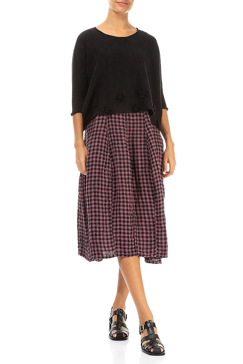 Flowers Decorated Black Linen Jumper