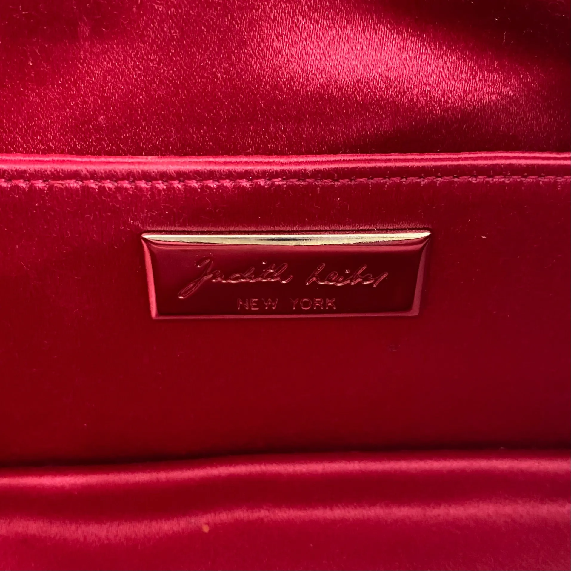 Judith Leiber Pink Crystal Satin Clutch