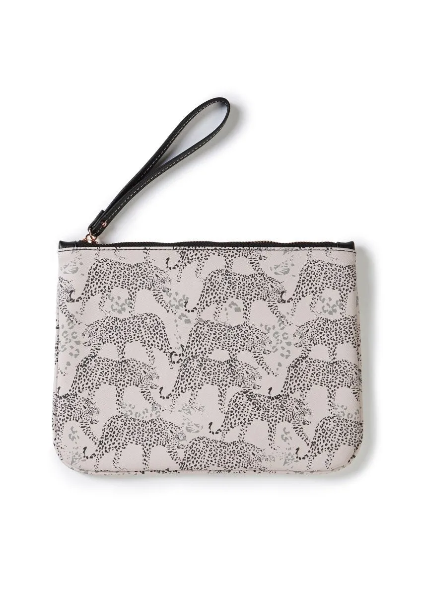 Leopard Printed Slide and Clutch Set