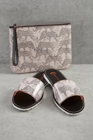 Leopard Printed Slide and Clutch Set