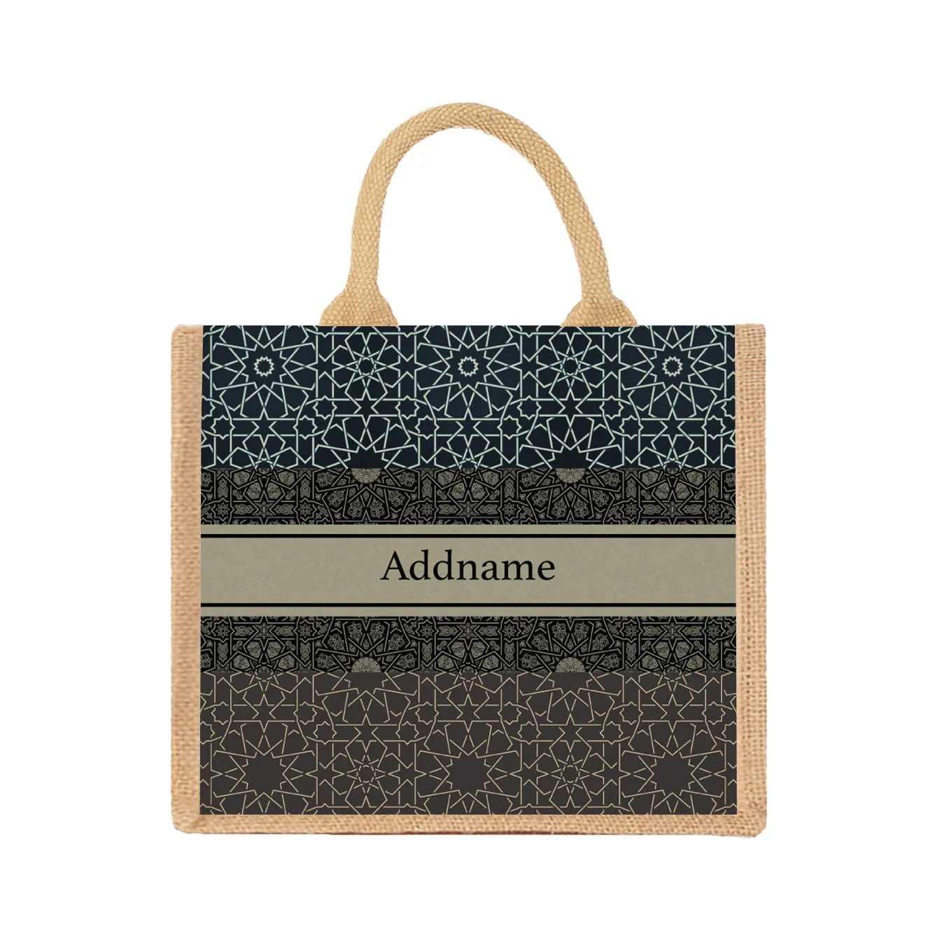 Moroccan Geometric Jute Tote Bag