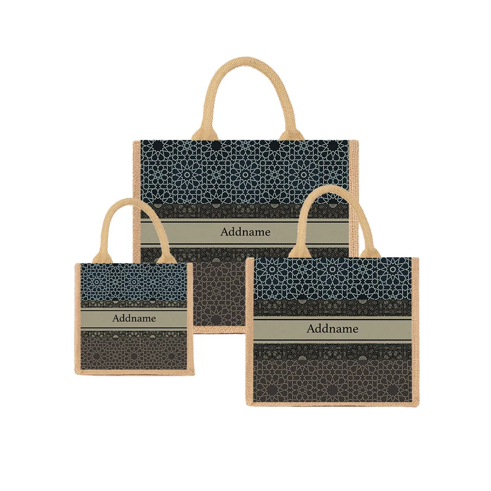 Moroccan Geometric Jute Tote Bag