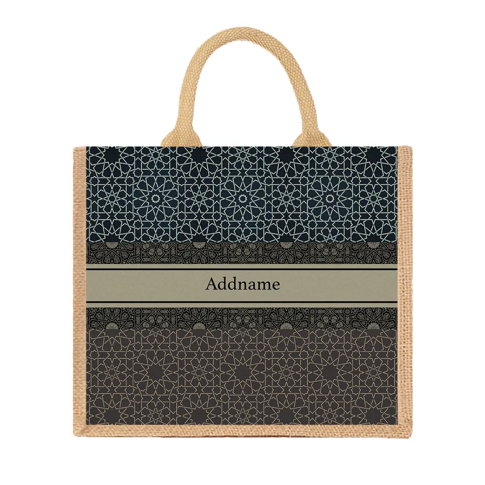 Moroccan Geometric Jute Tote Bag