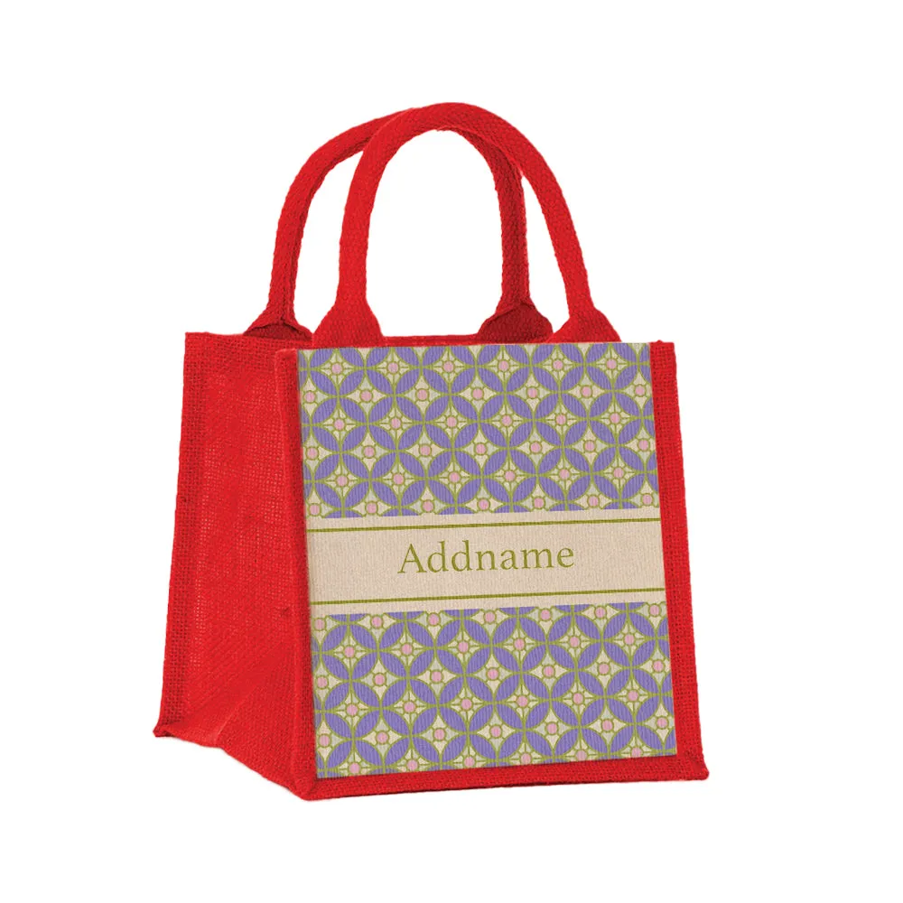 Mosaic Geo Purple Jute Tote Bag