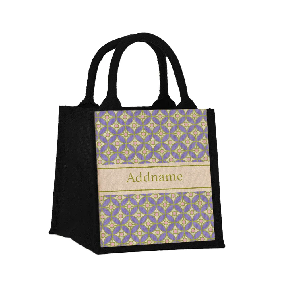 Mosaic Geo Purple Jute Tote Bag