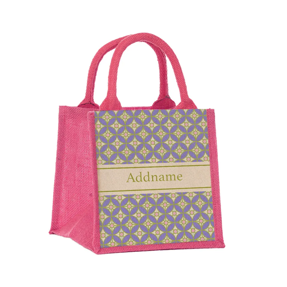 Mosaic Geo Purple Jute Tote Bag