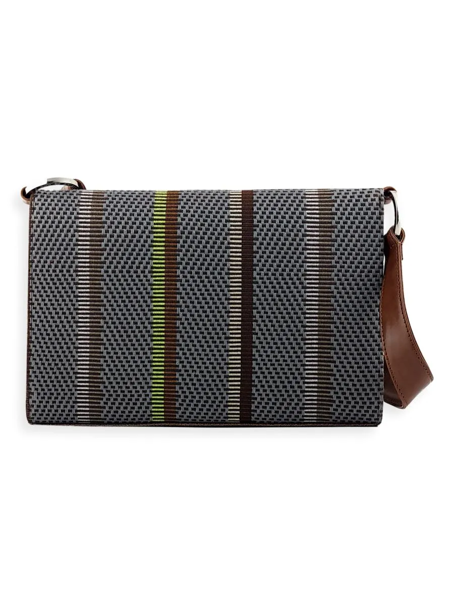Onda Shoulder Handbag Brown Grey Lime 07