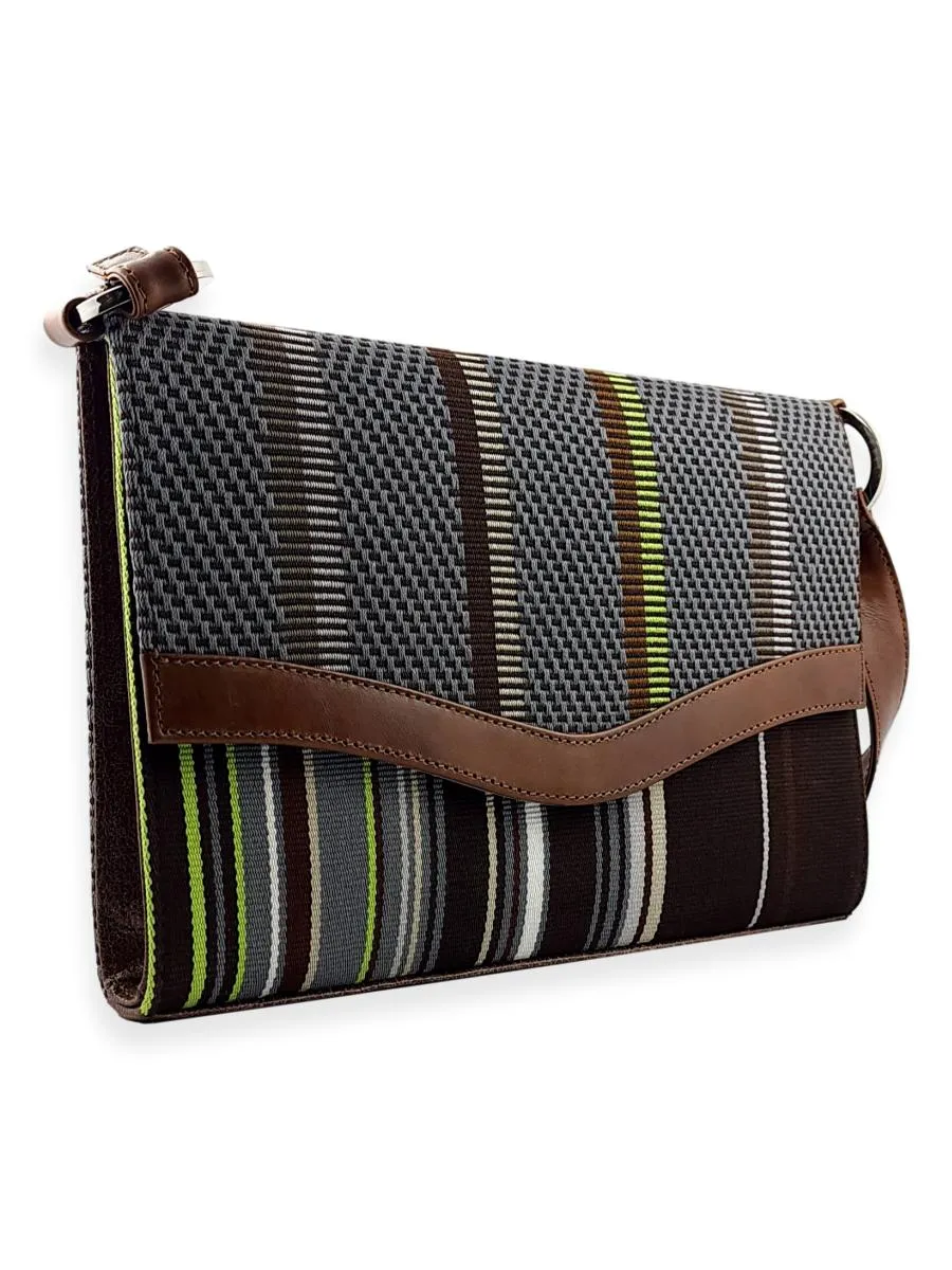 Onda Shoulder Handbag Brown Grey Lime 07