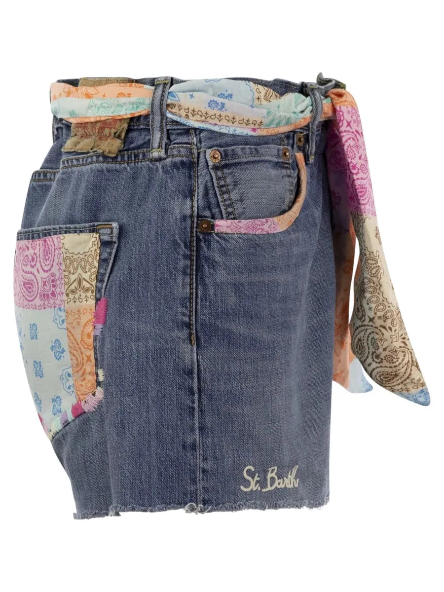 Pantaloncini in denim Bandana