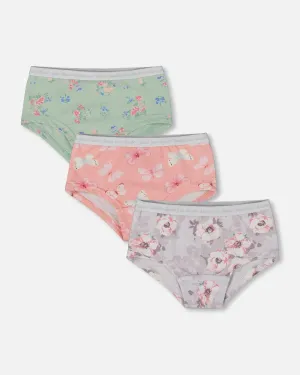 Printed Organic Cotton Boyshort Underwear (Pack Of 3) Multicolored