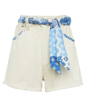 Shorts Arizona in Denim Upcycled con Patch Floreale