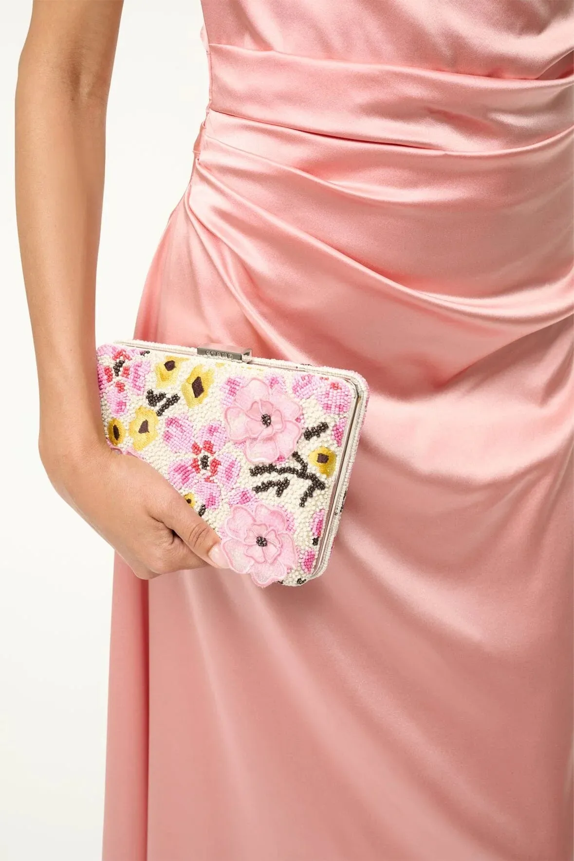Staud Carmella Beaded Clutch Blossom Floral