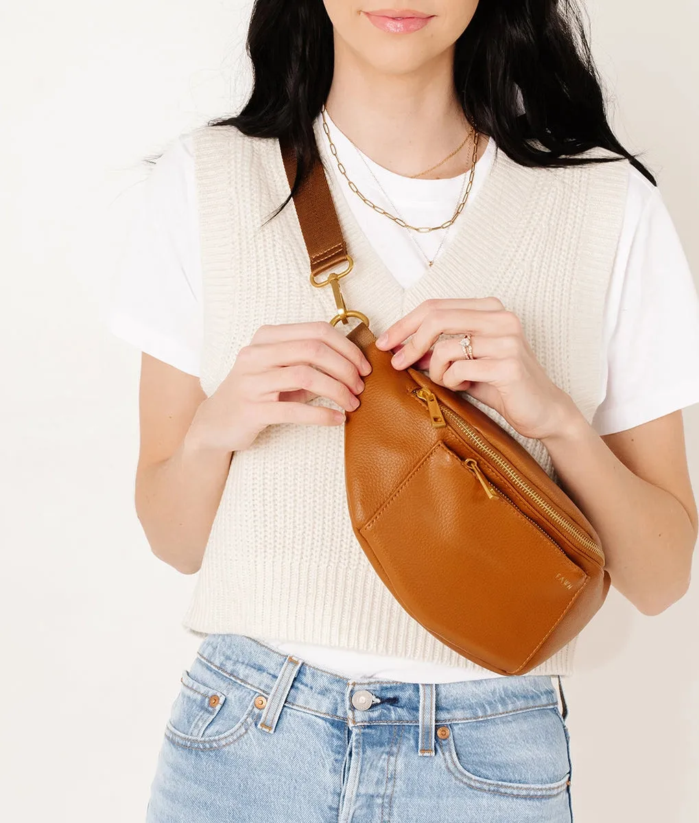 The Fawny Pack - Faux Leather Fanny Pack Crossbody Bag Brown