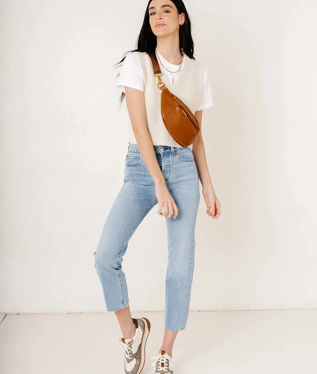 The Fawny Pack - Faux Leather Fanny Pack Crossbody Bag Brown