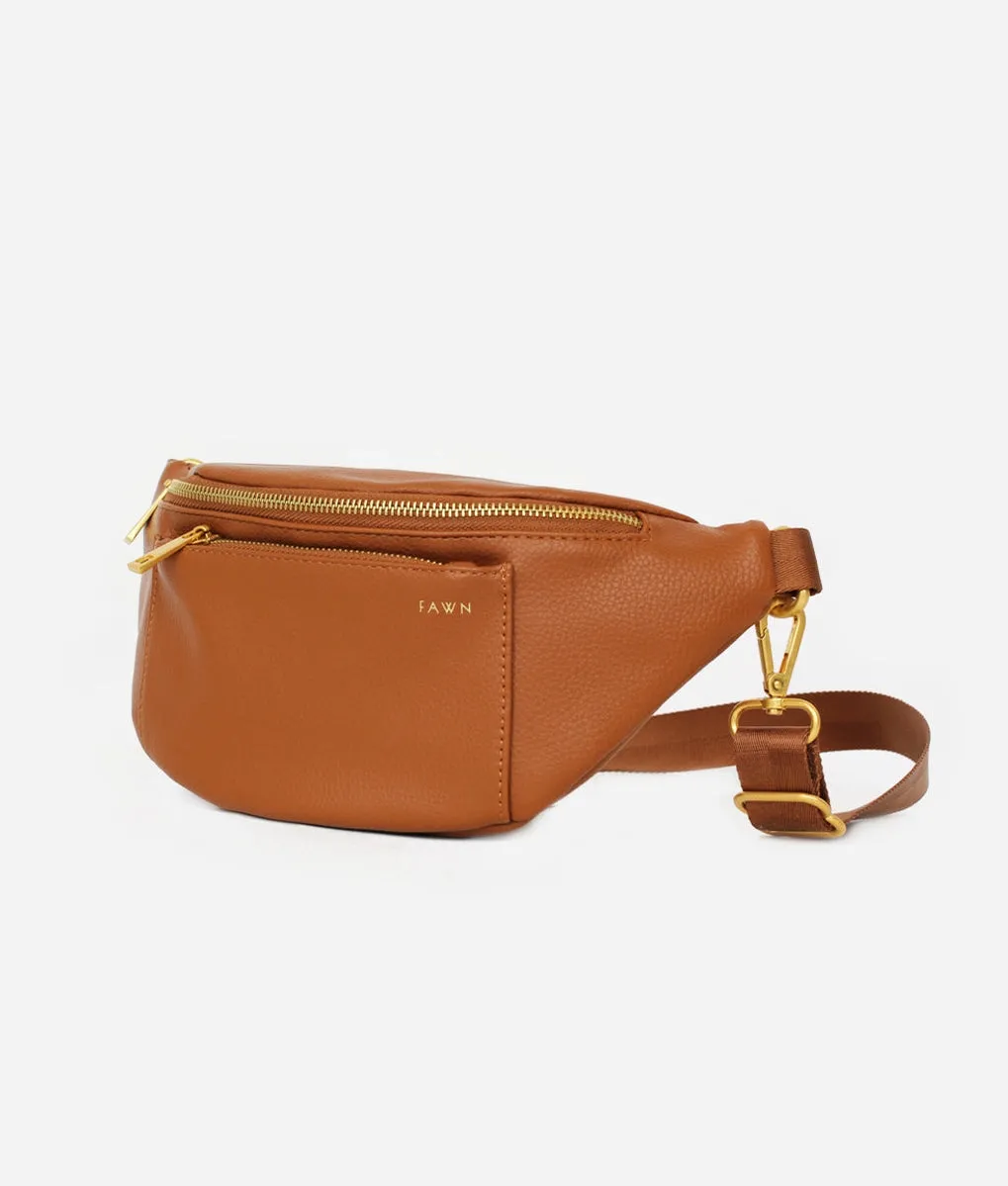 The Fawny Pack - Faux Leather Fanny Pack Crossbody Bag Brown