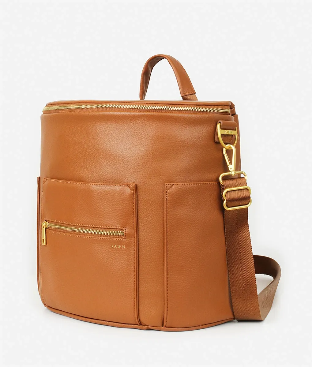 The Original Diaper Bag - Faux Leather Backpack - Brown