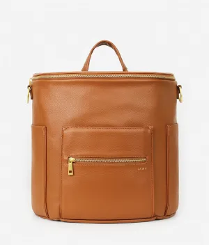 The Original Diaper Bag - Faux Leather Backpack - Brown
