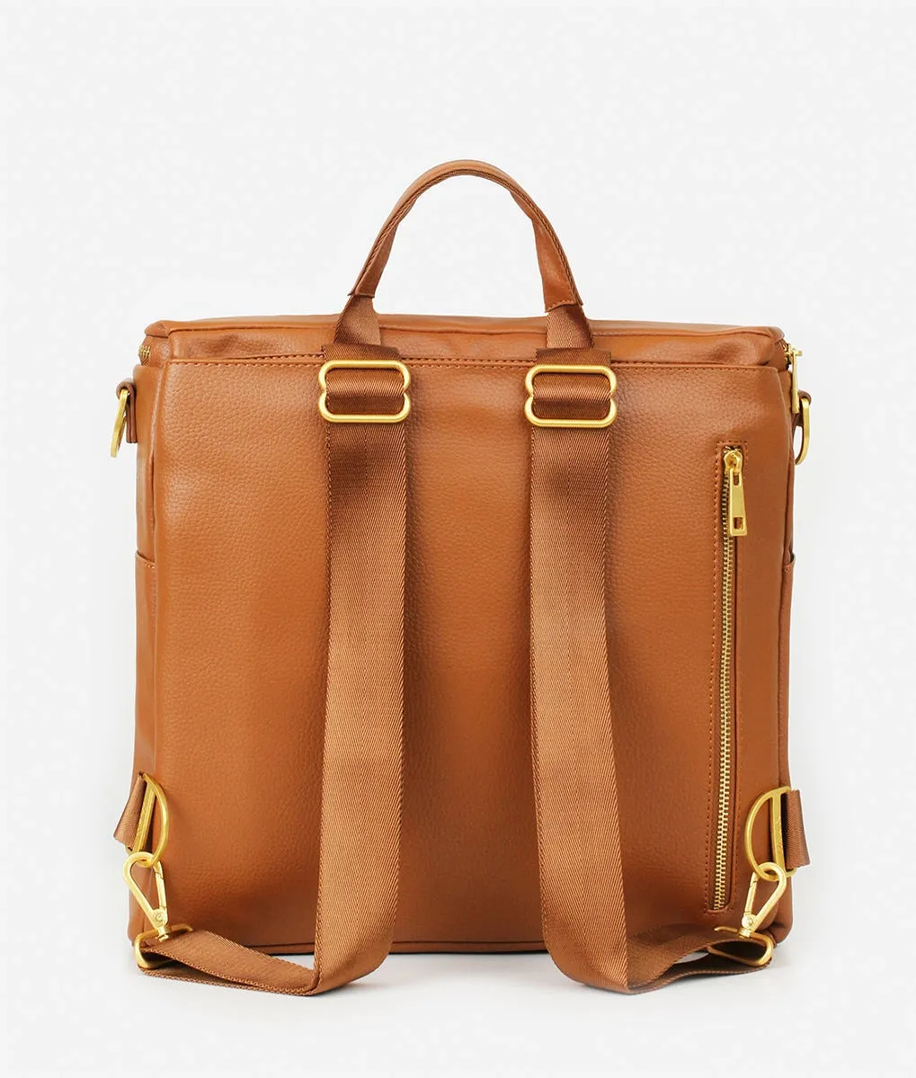 The Original Diaper Bag - Faux Leather Backpack - Brown
