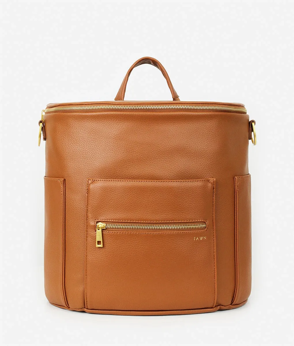 The Original Diaper Bag - Faux Leather Backpack - Brown