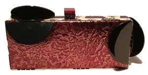 Tonya Hawkes Copper Leather Cow Print Snakeskin Metal Abstract Clutch