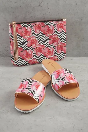 Zig Zag Printed Slide & Clutch Set